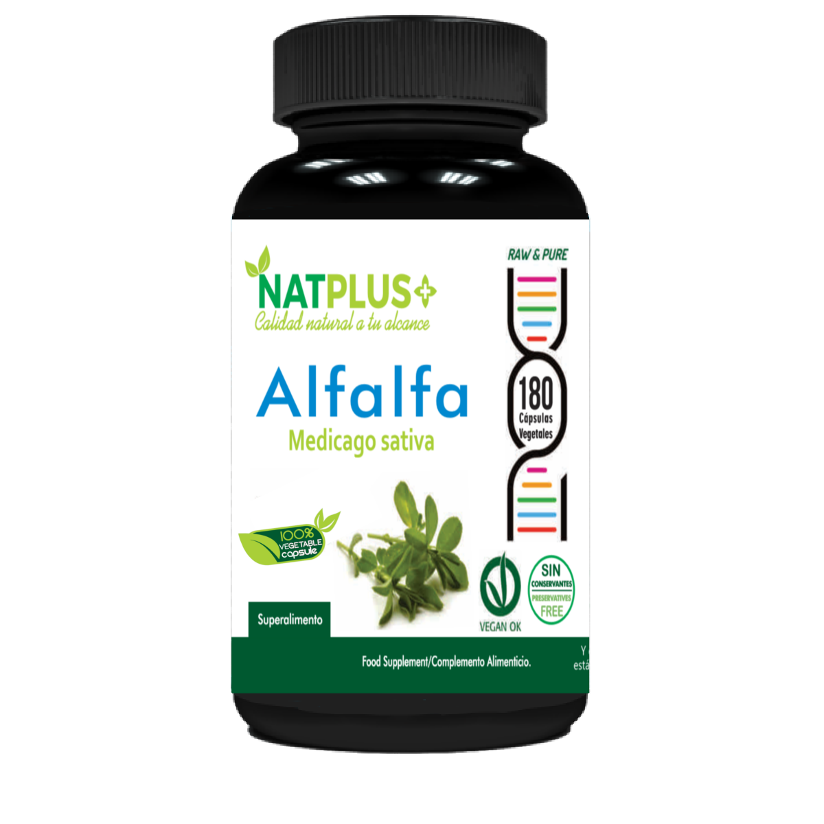 Alfalfa 180 cápsulas vegetales 500mg Natplus Chile